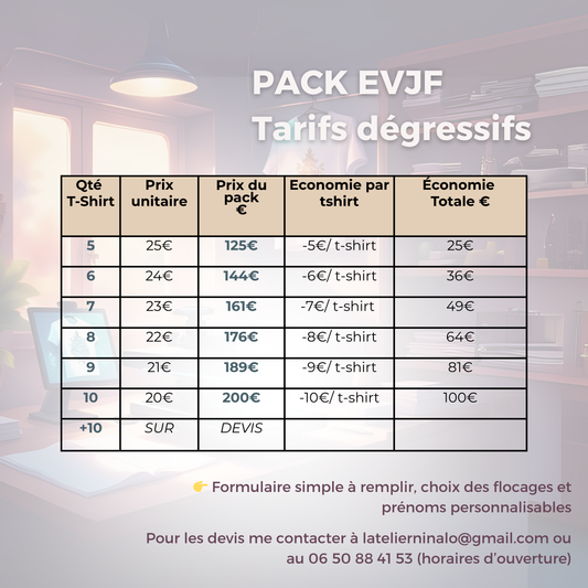 Pack EVJF – Le flocage qui fait toute la différence - à partir de 125€