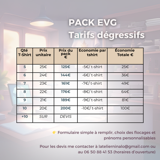 Pack EVG – Le flocage qui fait toute la différence - à partir de 125€